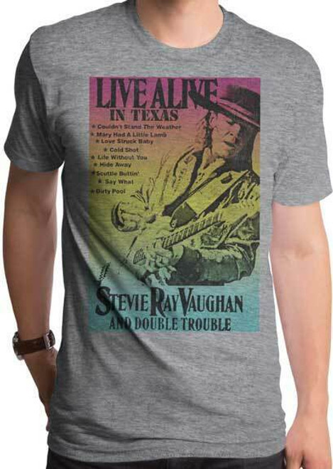 Stevie Ray Vaughan Live Alive in Texas Blues Classic Rock Music T