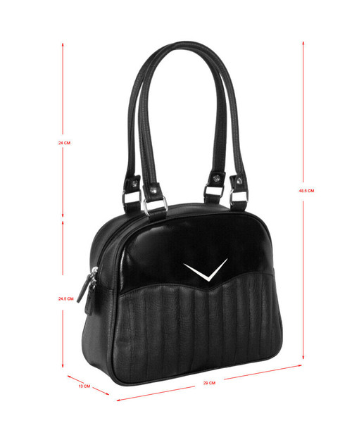 LiquorBrand Bonneville Bowler Purse with Chevron Logo (Black and Black  Sparkle): Handbags