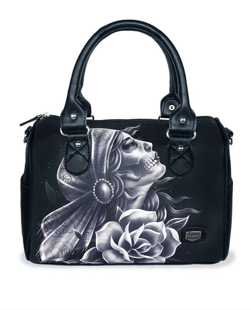 Liquor Brand Gypsy Fortune Skull Roses Gothic Punk Handbag Purse LB-ABDO-19005