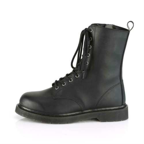 Demonia 10 Eyelet Gothic Punk Black Vegan Military Combat Boots