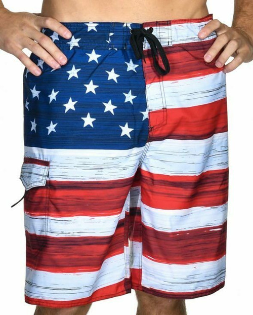 Old Glory American Flag USA Stars Stripe Bathing Suit Swim Shorts MN-108-RED Old Glory American Flag USA Stars Stripe Bathing Suit Swim Shorts MN-108-RED