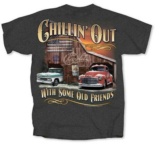 Chevy Chevrolet GM Chillin Out Pickup Trucks Barn Cars USA Flag T Shirt CVCOF-DH Chevy Chevrolet GM Chillin Out Pickup Trucks Barn Cars USA Flag T Shirt CVCOF-DH