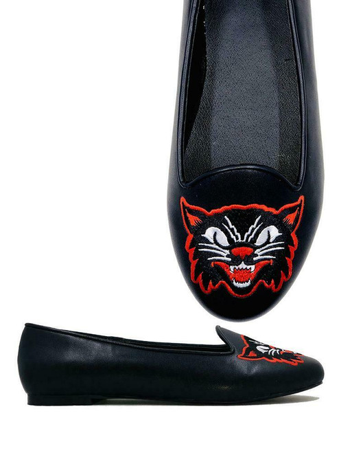 Strange Cvlt Cult YRU Lydia Black Cats Halloween Tattoos Gothic Punk Flats Shoes Strange Cvlt Cult YRU Lydia Black Cats Halloween Tattoos Gothic Punk Flats Shoes