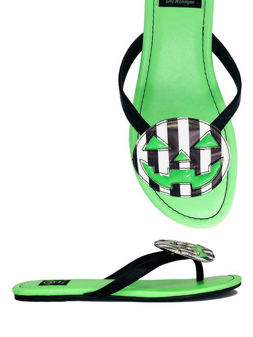 Strange Cvlt Cult YRU Jack o Lantern Green Pumpkin Gothic Striped Sandals Shoes Strange Cvlt Cult YRU Jack o Lantern Green Pumpkin Gothic Striped Sandals Shoes