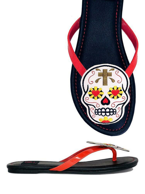 Strange Cvlt Cult YRU Muerte Day of the Dead Sugar Skull Gothic Sandals Shoes