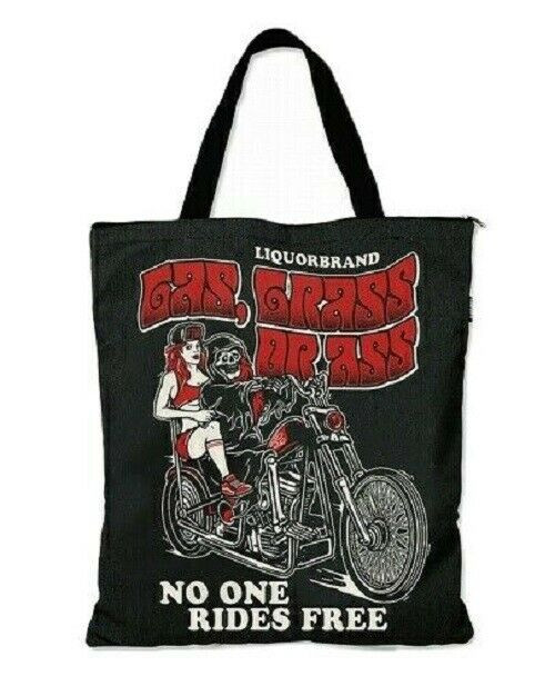 Liquor Brand Gas Grass or Ass Motorcycle Biker Skull Punk Tote Bag LB-ABTO-2007 Liquor Brand Gas Grass or Ass Motorcycle Biker Skull Punk Tote Bag LB-ABTO-2007