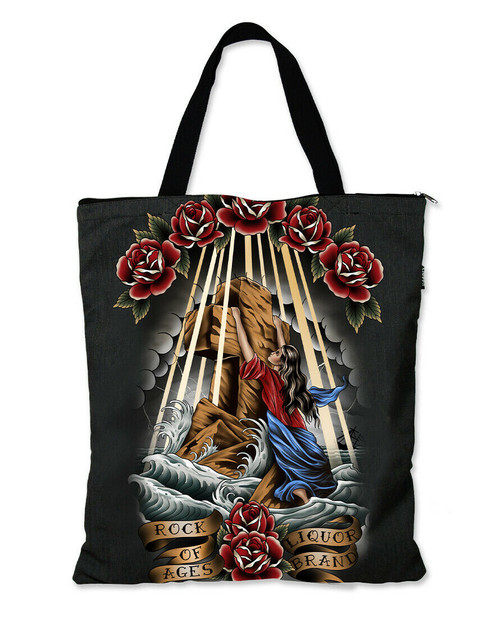Liquor Brand Rock of Ages Tattoos Cross Religious Ocean Tote Bag LB-ABTO-2002 Liquor Brand Rock of Ages Tattoos Cross Religious Ocean Tote Bag LB-ABTO-2002