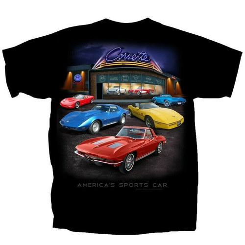 Chevy Chevrolet GM Corvette Showroom Americas Sports Muscle Cars T Shirt CVASC-B Chevy Chevrolet GM Corvette Showroom Americas Sports Muscle Cars T Shirt CVASC-B