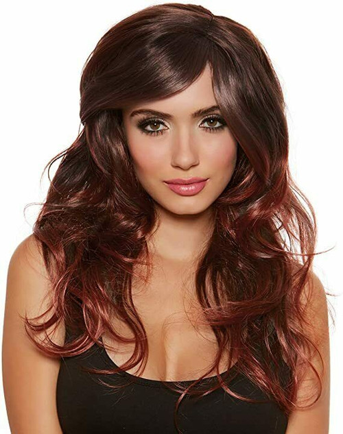Dreamgirl Faux Ombre Long Layered Brown Auburn Wig Adult Halloween Costume 11890 Dreamgirl Faux Ombre Long Layered Brown Auburn Wig Adult Halloween Costume 11890