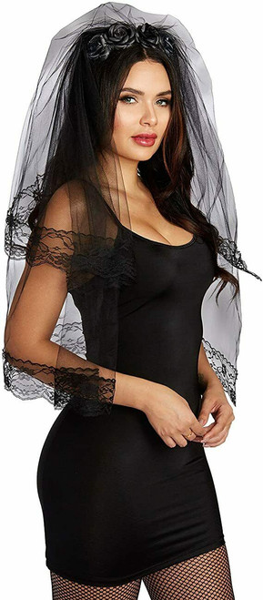 Dreamgirl Black Veil Headpiece Adult Womens Halloween Costume Accessory 11982 Dreamgirl Black Veil Headpiece Adult Womens Halloween Costume Accessory 11982