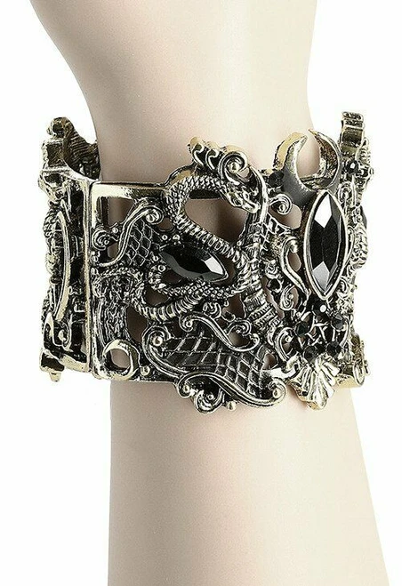 Restyle Silver Snake Crescent Moons Gothic Punk Witch Pagan Gold Bangle ...