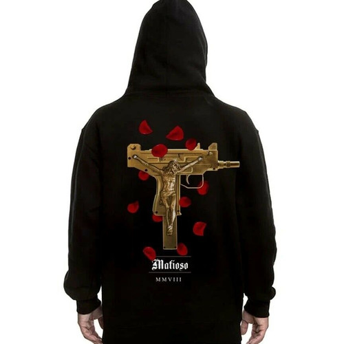 Mafioso Uzi Prayers Crucifix Jesus Guns Rose Petals Gangster Tattoo Urban Hoodie Mafioso Uzi Prayers Crucifix Jesus Guns Rose Petals Gangster Tattoo Urban Hoodie