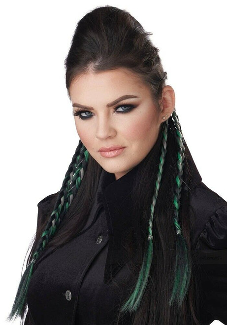 California Costumes Clip in Green Hair Braids Punk Halloween Accessory 7020-107 California Costumes Clip in Green Hair Braids Punk Halloween Accessory 7020-107