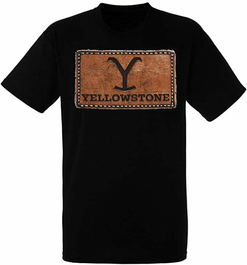 Yellowstone Leather Patch Logo TV Show Kevin Costner Drama Western T Shirt 66-27 Yellowstone Leather Patch Logo TV Show Kevin Costner Drama Western T Shirt 66-27