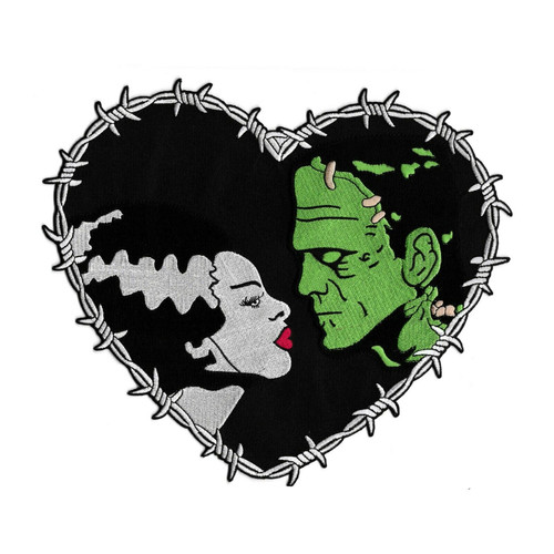 Rock Rebel Universal Monsters Bride & Frank Heart Patch UM-BACKPATCH-STITCHHEART Rock Rebel Universal Monsters Bride & Frank Heart Patch UM-BACKPATCH-STITCHHEART