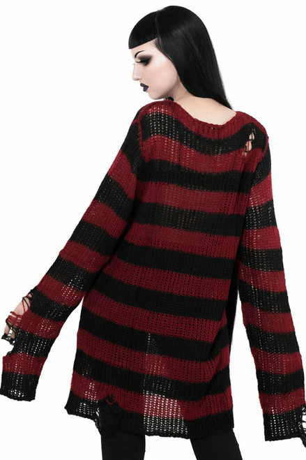 【CRITIC】 GOTHIC HAIRY KNIT Killstar Freddy Krueger Gothic Punk Striped Oversized Knit
