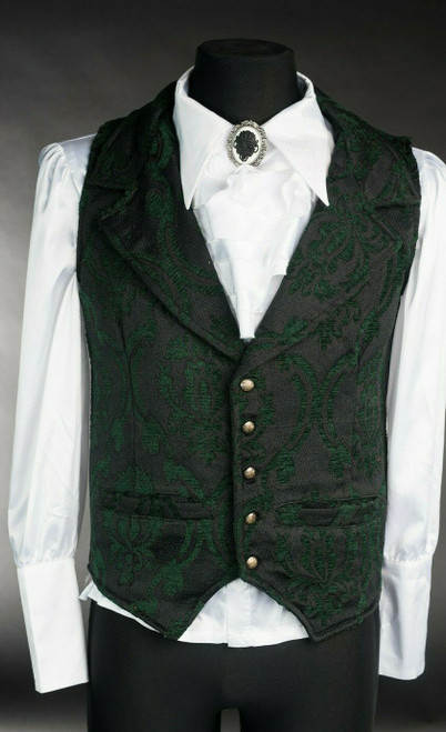 Dracula Clothing Green Brocade Waistcoat Steampunk Gothic Victorian Vest 13-2-BC