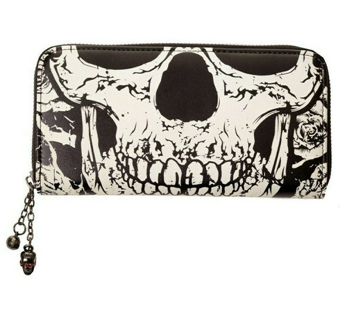 Lost Queen Black Skull Face Glow in the Dark Gothic Punk Clutch Wallet WBN1424 Lost Queen Black Skull Face Glow in the Dark Gothic Punk Clutch Wallet WBN1424