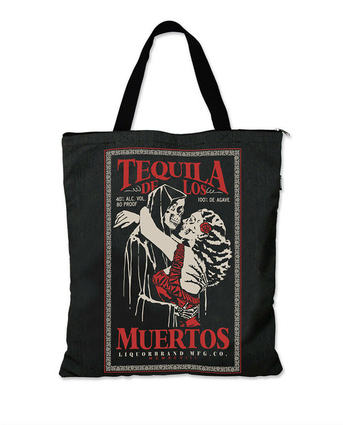 Liquor Brand Tequila de los Muertos Skeletons Gothic Punk Tote Bag LB-ABTO-2003 Liquor Brand Tequila de los Muertos Skeletons Gothic Punk Tote Bag LB-ABTO-2003