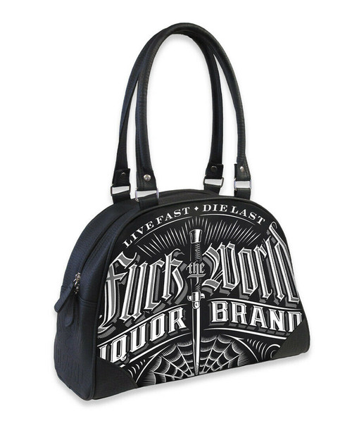 Liquor Brand FTW F**K The World Dagger Spider Web Bowler Bag Purse LB-BOW-00013