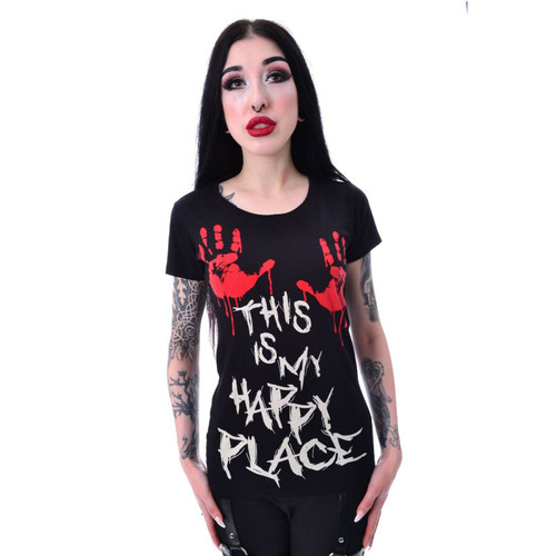 Cupcake Cult This Is My Happy Place Bloody Hands Gothic T Shirt T-TIMHPLACE-B Cupcake Cult This Is My Happy Place Bloody Hands Gothic T Shirt T-TIMHPLACE-B