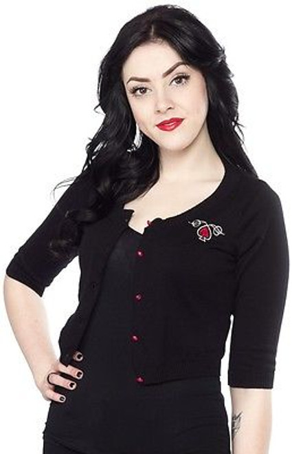 SOURPUSS JOHNNY CASH BURNING THING RETRO 50s PUNK PINUP CARDIGAN SWEATER  S-3XL