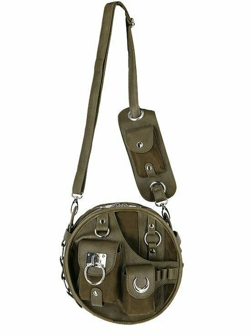 Restyle Utility Pockets Crescent Moons Gothic Punk Army Olive