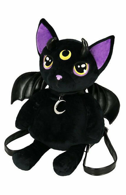 Restyle Violet Eyed Cat Demonic Bat Wings Mascot Goth Witch Punk Plush  Backpack - Fearless Apparel