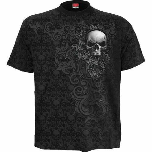 Spiral Direct Skull Scroll Impression Death Dark Fantasy Goth T Shirt D089M143 Spiral Direct Skull Scroll Impression Death Dark Fantasy Goth T Shirt D089M143
