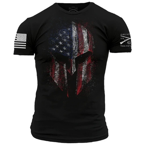 Grunt Style American Spartan Warrior Helmet Flag USA Patriotic T Shirt GS1684 Grunt Style American Spartan Warrior Helmet Flag USA Patriotic T Shirt GS1684