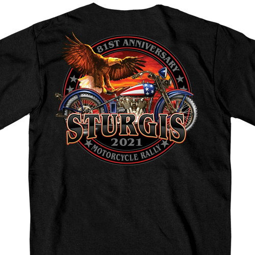 Hoop Eagle 2021 Sturgis Motorcycle Rally Bikers American Flag T