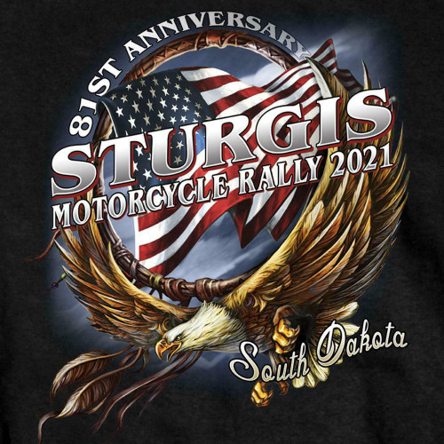 Hoop Eagle 2021 Sturgis Motorcycle Rally Bikers American Flag T