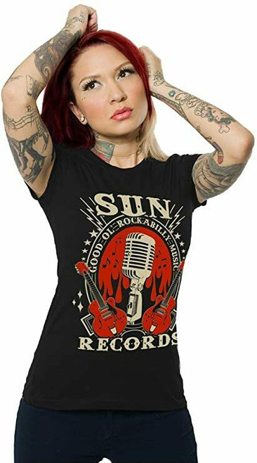 Steady Clothing Sun Records Rockabilly Microphone Guitar Music T Shirt SR50018 Steady Clothing Sun Records Rockabilly Microphone Guitar Music T Shirt SR50018