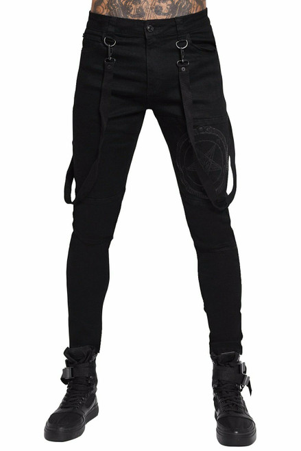 Killstar Brimstone Pentagram Satanic Gothic Punk Bondage Jeans Pants KSRA001356 Killstar Brimstone Pentagram Satanic Gothic Punk Bondage Jeans Pants KSRA001356