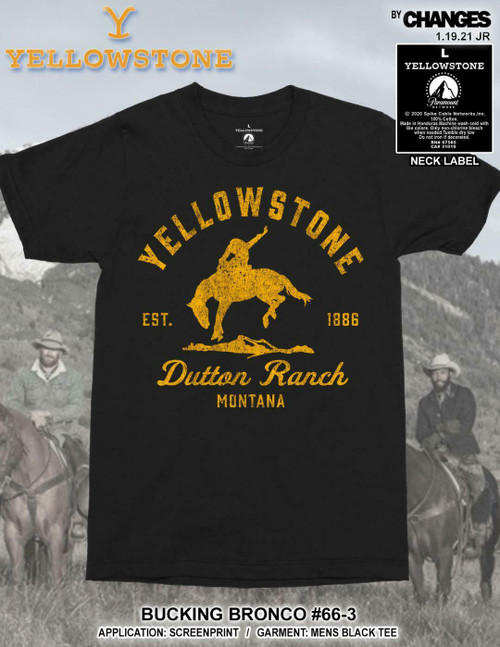 Yellowstone Bucking Bronco Horse Dutton Ranch Montana TV Show Black T Shirt 66-3 Yellowstone Bucking Bronco Horse Dutton Ranch Montana TV Show Black T Shirt 66-3