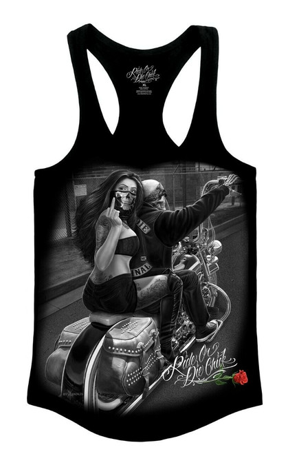 DGA David Gonzales Art DG Angels Ride or Die Chick Motorcycle Racerback Tank Top DGA David Gonzales Art DG Angels Ride or Die Chick Motorcycle Racerback Tank Top
