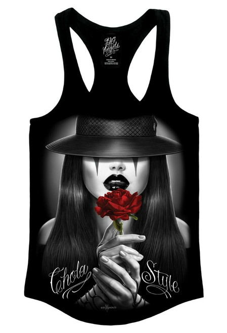 DGA David Gonzales Art DG Angels Chola Style Clown Rose Urban Racerback Tank Top DGA David Gonzales Art DG Angels Chola Style Clown Rose Urban Racerback Tank Top
