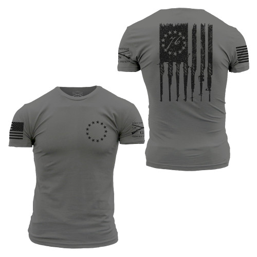 Grunt Style Betsy Ross 13 Stars American Flag Rifle Patriotic USA T Shirt GS4012 Grunt Style Betsy Ross 13 Stars American Flag Rifle Patriotic USA T Shirt GS4012