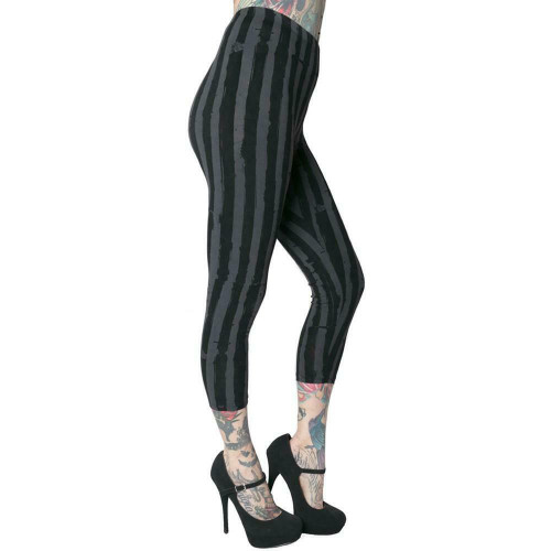 Kreepsville 666 Striped Distressed Gothic Punk Grey Capri Leggings Pants GCPDSG Kreepsville 666 Striped Distressed Gothic Punk Grey Capri Leggings Pants GCPDSG