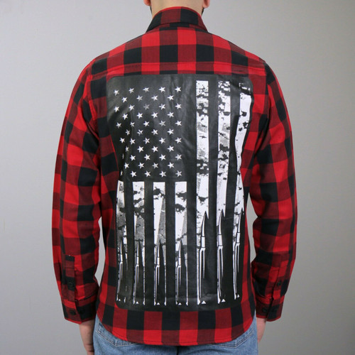 Hot Leathers American Flag Bullets Motorcycle Biker Plaid Flannel Shirt FLM2110 Hot Leathers American Flag Bullets Motorcycle Biker Plaid Flannel Shirt FLM2110
