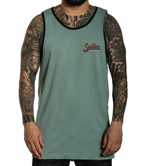 Sullen Rest Easy Choloha Skull Hawaiian Flowers Tattoos Tank Top