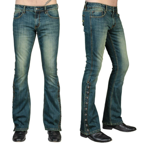 ●MIDNIGHT MOVE● rivet boots cut pants blue 24fw57 MIDNIGHT MOVE Pants Items | 60% - Asian Fashion Online Store