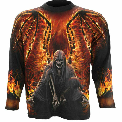 Spiral Direct Flaming Death Grim Reaper Fire Dark Fantasy Goth T Shirt W021M304 Spiral Direct Flaming Death Grim Reaper Fire Dark Fantasy Goth T Shirt W021M304