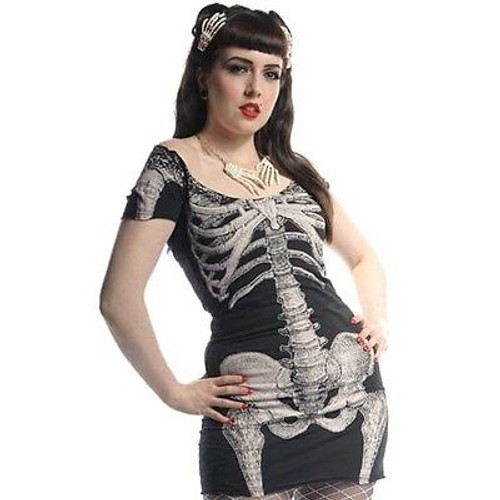 KREEPSVILLE 666 WHITE SKELETON TUNIC DRESS PUNK GOTH SKULL HORROR ZOMBIE S-XXL KREEPSVILLE 666 WHITE SKELETON TUNIC DRESS PUNK GOTH SKULL HORROR ZOMBIE S-XXL