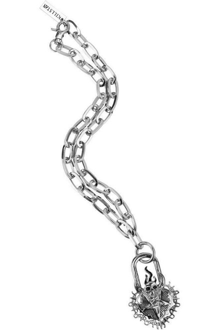 Killstar Unsacred Heart Skull Pentagram Lock Gothic Chain Necklace KSRA003126 Killstar Unsacred Heart Skull Pentagram Lock Gothic Chain Necklace KSRA003126