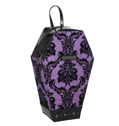 Rock Rebel Damask Coffin Gothic Punk Flowers Velvet Backpack HB80-DAMASK-PURPLE Rock Rebel Damask Coffin Gothic Punk Flowers Velvet Backpack HB80-DAMASK-PURPLE