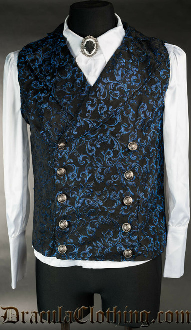 Dracula Clothing Sapphire Double Buttoned Steampunk Goth Victorian Vest 6-10-BC Dracula Clothing Sapphire Double Buttoned Steampunk Goth Victorian Vest 6-10-BC