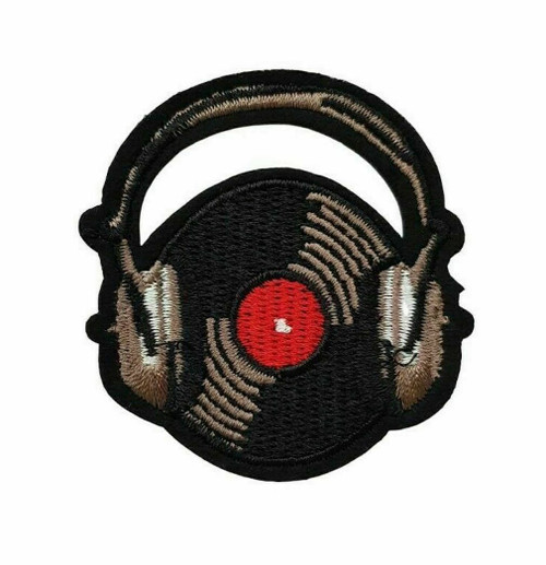 Record with Headphones DSX Vinyl Music Retro Beats Ear Pods DJ Patch P-3562 Record with Headphones DSX Vinyl Music Retro Beats Ear Pods DJ Patch P-3562