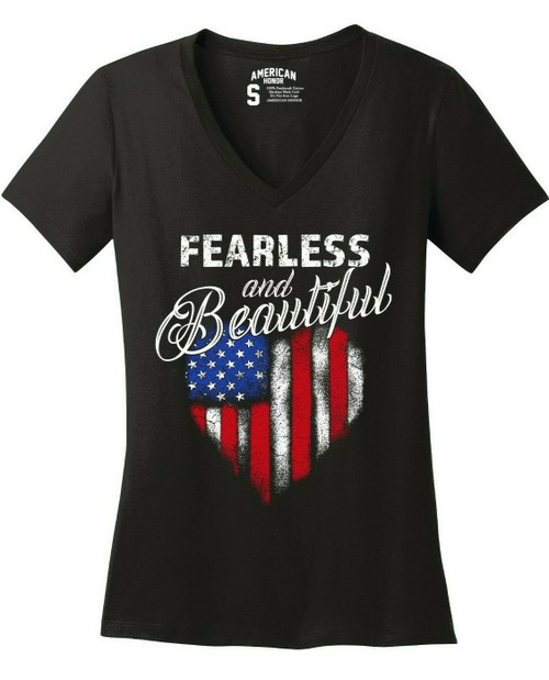 Outlaw Threadz American Honor Fearless and Beautiful Flag V Neck T Shirt WT19 Outlaw Threadz American Honor Fearless and Beautiful Flag V Neck T Shirt WT19