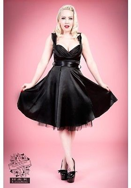 H&R LONDON BLACK SATIN MARILYN 50s PINUP ROCKABILLY VINTAGE PARTY PROM DRESS H&R LONDON BLACK SATIN MARILYN 50s PINUP ROCKABILLY VINTAGE PARTY PROM DRESS